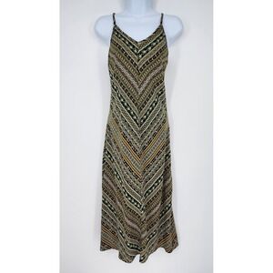 Green Yellow Boho Strappy Midi Slip Dress Womens Large‎ Indie Forest Festival
